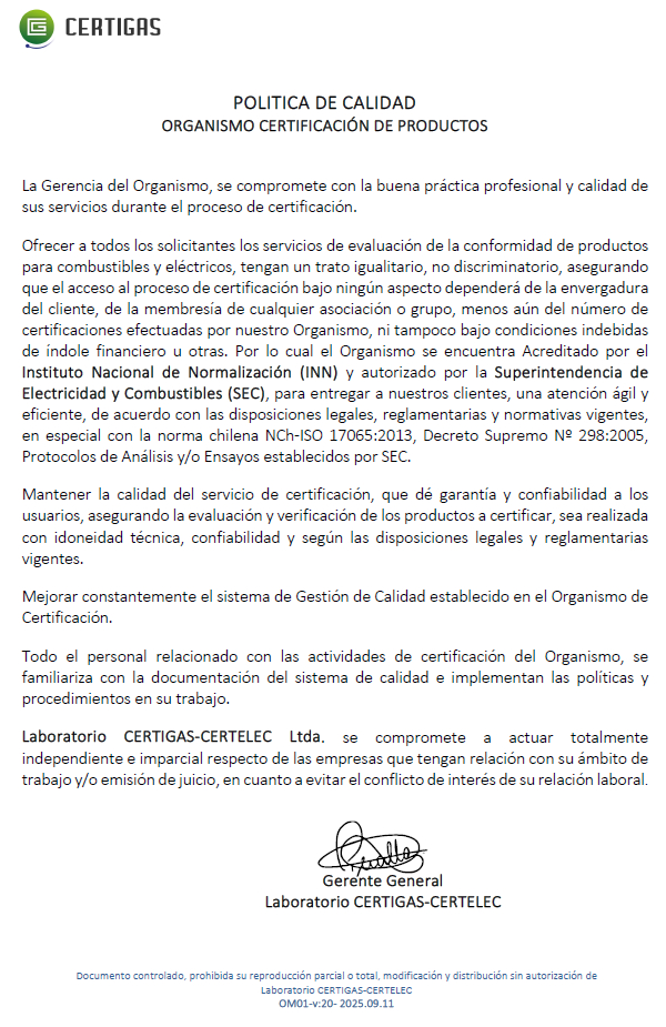 politica de calidad oc